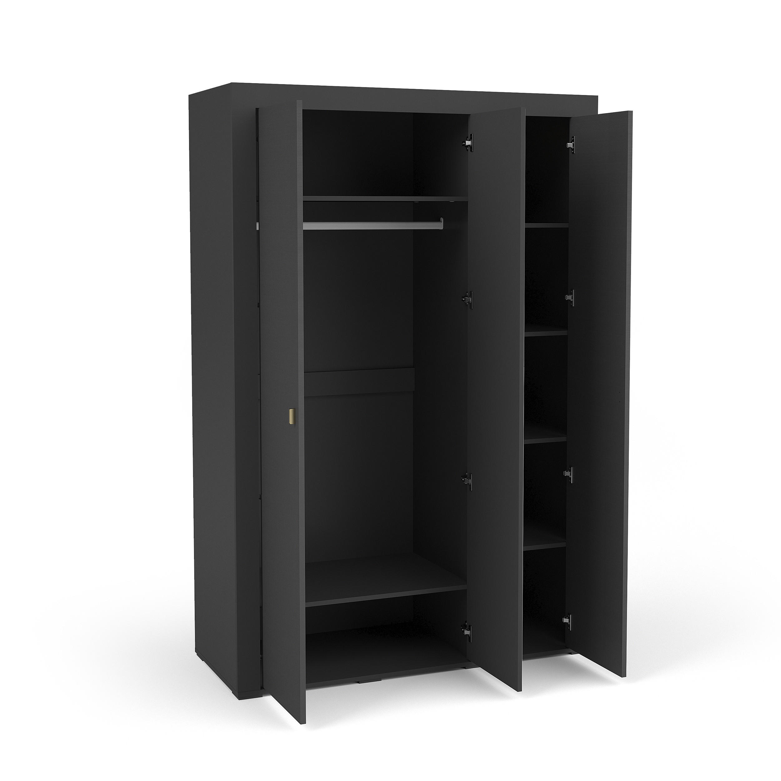 DREHTÜRENSCHRANK Monta mit 3 Türen, Schwarz - Schwarz, Holzwerkstoff (137/206/56cm) - Beautysofa
