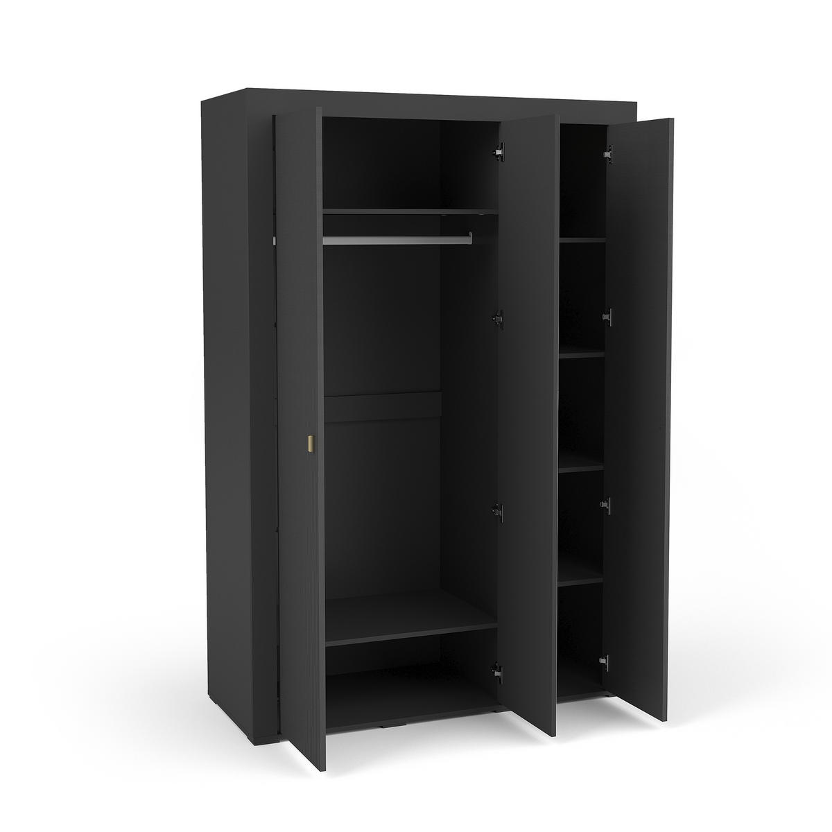 DREHTÜRENSCHRANK Monta mit 3 Türen, Schwarz - Schwarz, Holzwerkstoff (137/206/56cm) - Beautysofa