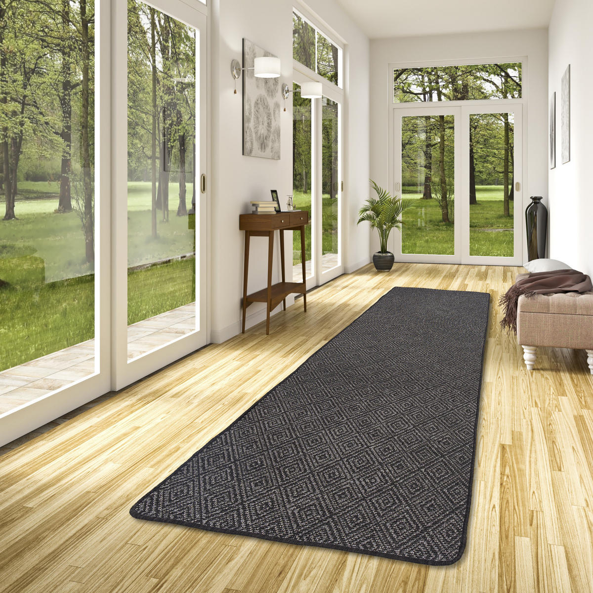 IN- UND OUTDOOR TEPPICH LÄUFER BEIDSEITIG NEWPORT - Anthrazit, Textil (80/320cm) - Snapstyle