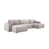 ECKSOFA Poso XXL U-förm, Schlaffunktion, weiche Kissen, Bettkasten, hochwertige Polsterung, lose Rückenkissen, freistehend, 377x143x83 cm White - Weiß, Holz/Textil (377/83/143cm) - DomoHome