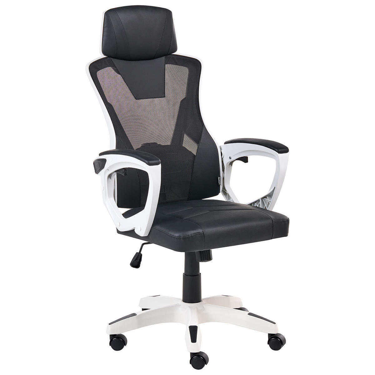 BÜROSTUHL Kunstleder Weiß Ignis - Schwarz, Kunststoff (60/112/60cm) - Beliani