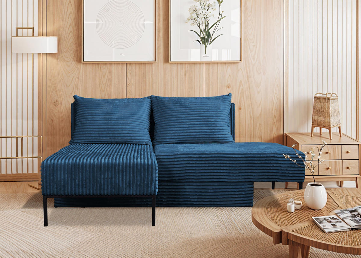 ECKSOFA Mit Schlaffunktion MOOKA 4in1-Multifunktions-System Stoff Velo Links Dunkelblau - Dunkelblau, Holz/Textil (145/160cm) - Kaiser Möbel