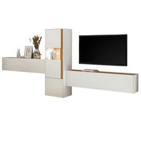 WOHNWAND 3-teilig weiß, Eiche Wotan 350 cm, Schrankwand modernes Design - Eiche Wotan/Schwarz, Glas/Holz (350/155/40cm) - Furn.Design