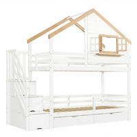 ETAGENBETT Kleinhaus Weiß+Natur 90x200cm - Naturfarben, Holz (90/200cm) - ComfortXL