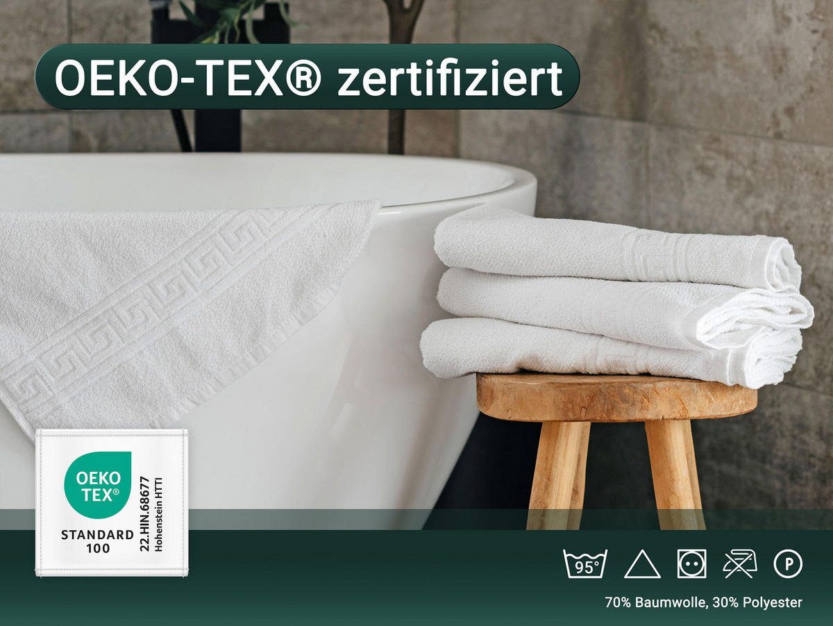 DUSCHTÜCHER, 5er-Set, 70x140 cm, 70% Baumwolle, 30% Polyester, Weiß - Weiß, Textil (70/140cm) - Zollner