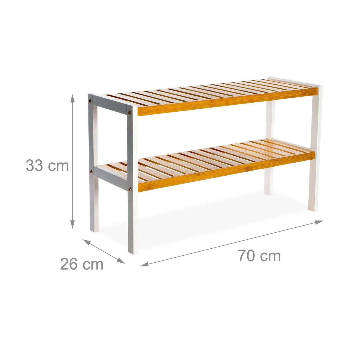 SCHUHREGAL - Hellbraun/Weiß, Holz (70/33/26cm) - Relaxdays