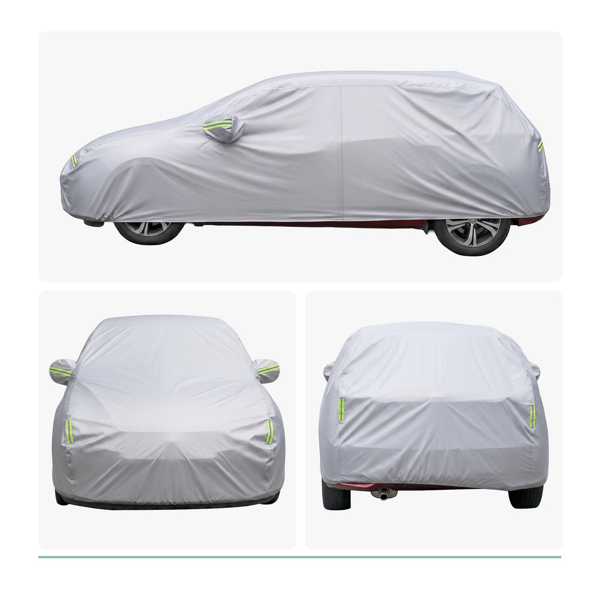 AUTOPLACHTA Strieborná Outdoor 400-435 cm hatchback - strieborná, kov/textil (180/435/160cm) - Relaxdays