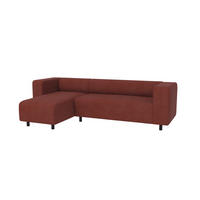ECKSOFA Tove Terrakotta Cord - Ottomane links - Terra cotta/Schwarz, Holz/Kunststoff (240/142cm) - S-Style Möbel