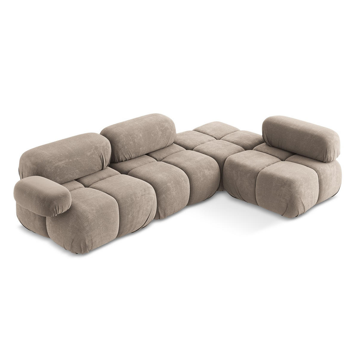 ECKSOFA Rechts Chenille Stoff Beige - Beige/Schwarz, Kunststoff/Textil (285/190cm) - LaMiaSofa