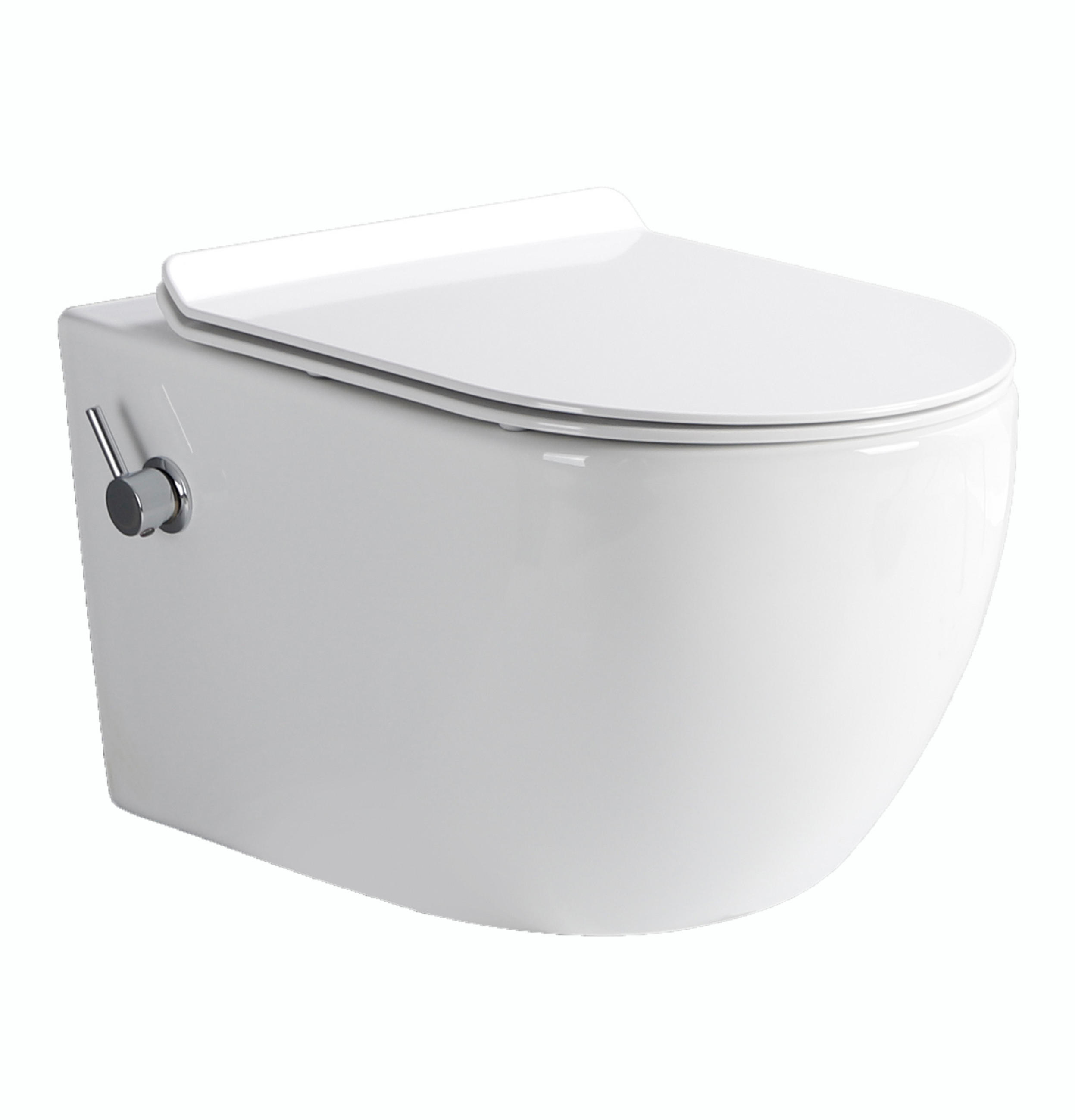 DUSCH-WC TAHARET Weiß spülrandlos inkl. Armatur und SoftClose-Sitz - Weiß, Keramik (36/40/52cm) - Glasdeals