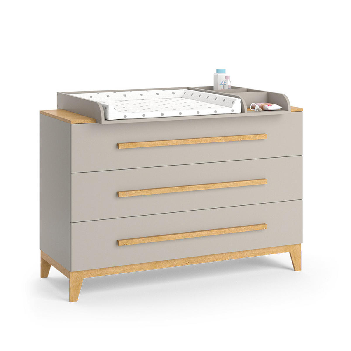 WICKELKOMMODE Malia Cashmere-Eiche 133 x 98 cm XL mit 3 Schubladen - Kaschmir, Holzwerkstoff (133/98/70cm) - VitaliSpa