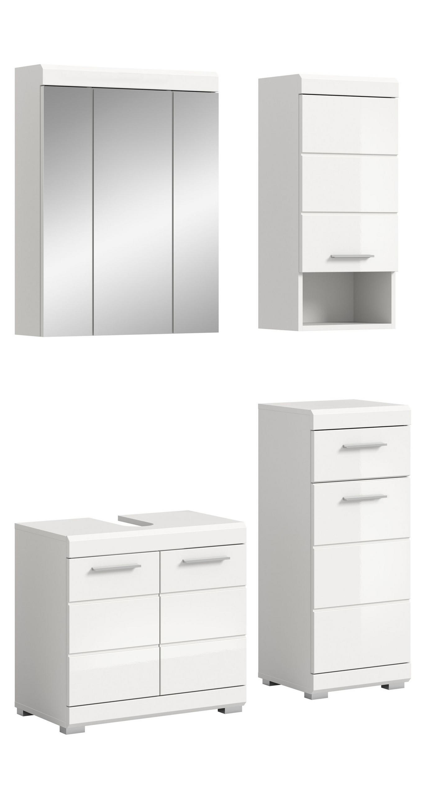 BADKOMBINATION 4tlg. Scout Bad in weiß Nachbildung und weiß hochglanz B/H/T: 112x191x34 cm - Weiß, Holz (112/191/34cm)