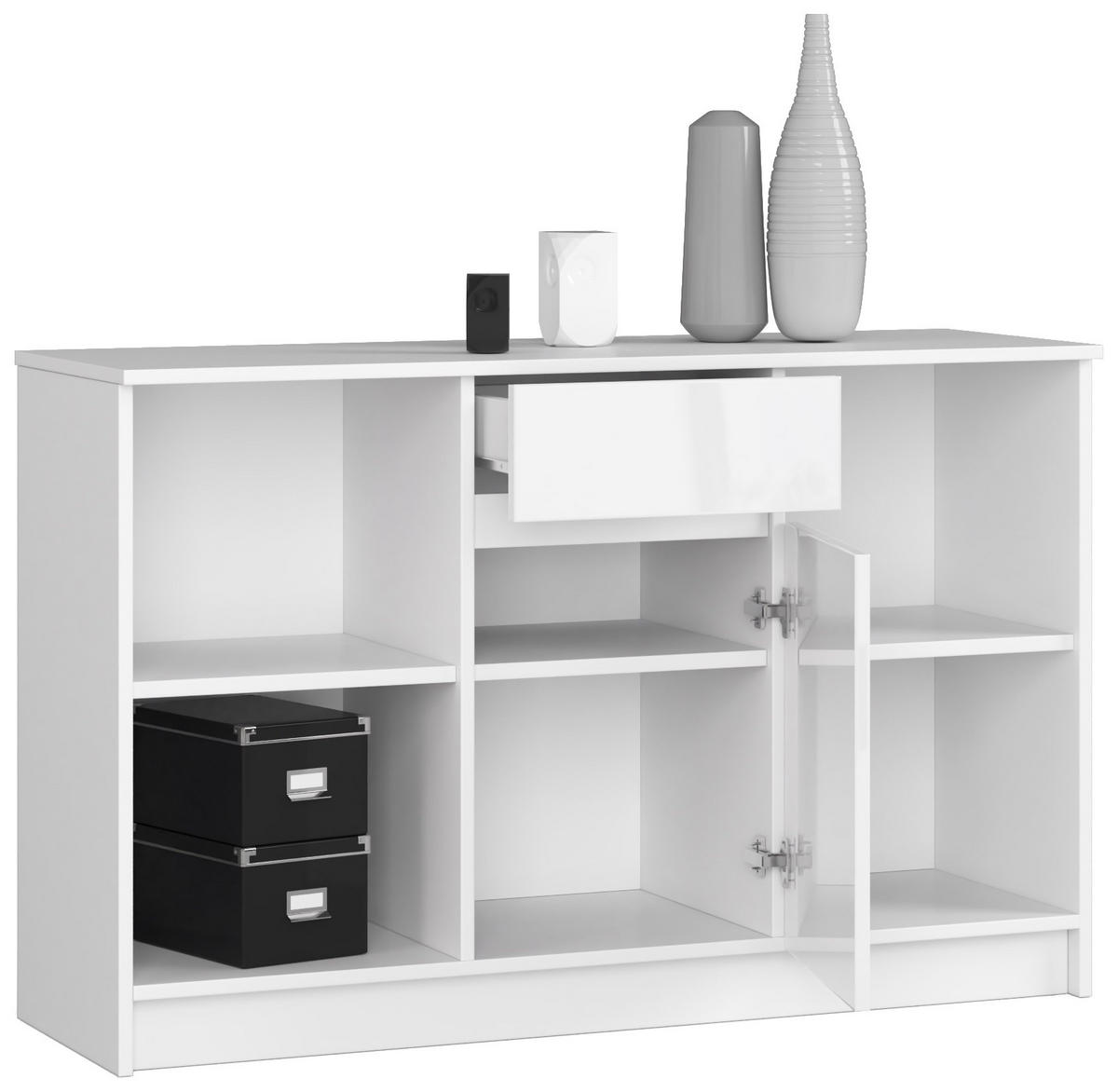 KOMMODE Weiß, Weißglanz 120x40x77 cm - Weiß Hochglanz/Weiß, Holzwerkstoff (120/77/40cm) - Akord