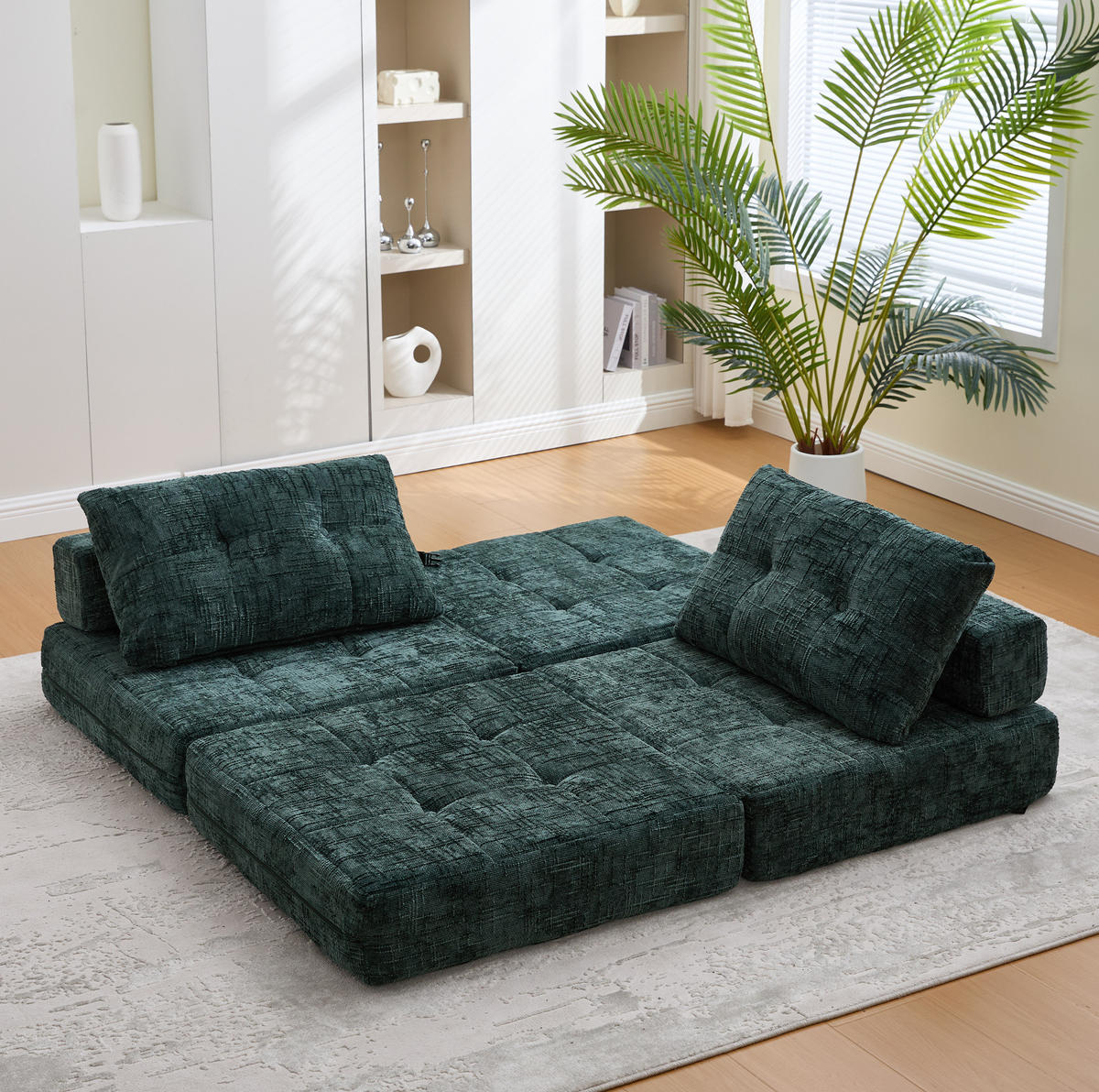 SCHLAFSESSEL mit Liegefläche 79/180 cm – klappbar und platzsparend - Dunkelgrün, Textil (79/57/79cm) - BEAOK