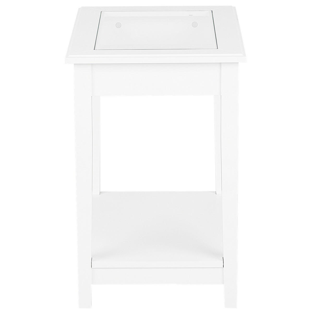 BEISTELLTISCH weiß Glas rechteckig 40/57 cm Attu - Weiß, Holzwerkstoff (40/57/60cm) - Beliani