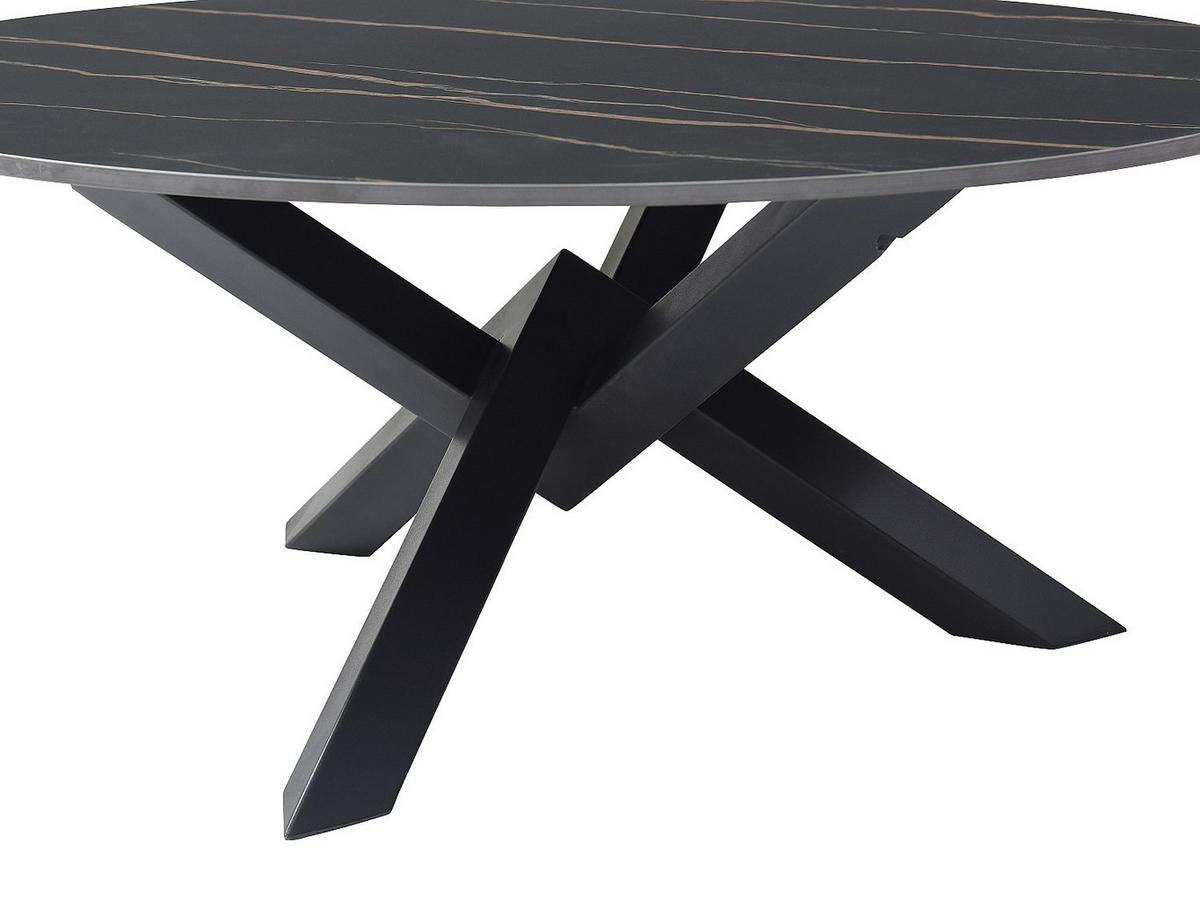 COUCHTISCH - Keramik & Metall - Marmor-Optik Schwarz - LEONORA - Schwarz, Keramik (90/90/38cm) - Vente-Unique