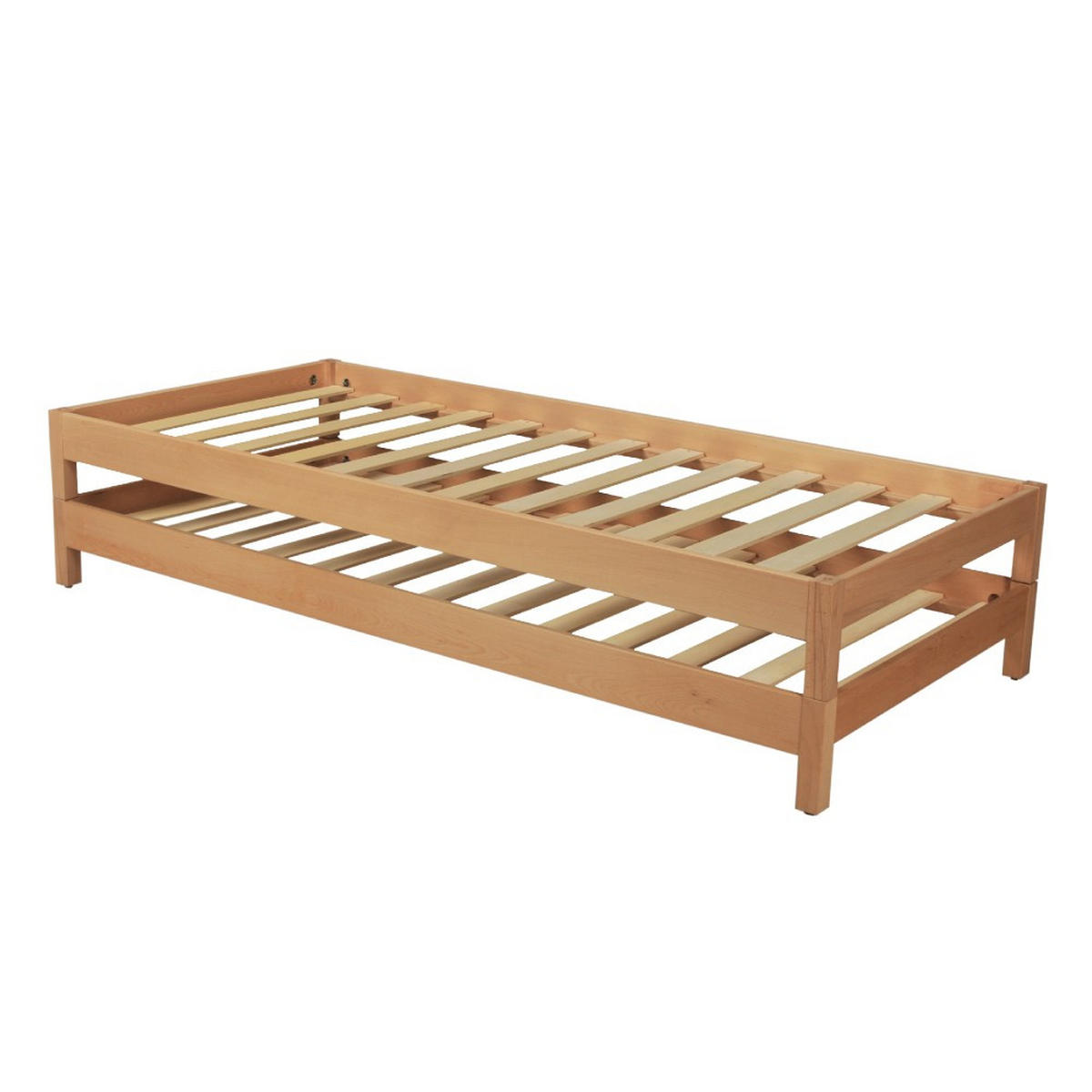 STAPELBETTEN JONAS mit Lattenrost/ Kinderbett 90x200 (Satz von zwei Betten) - Massive Buche - Buchefarben, Holz (90/200cm) - Weber Industries