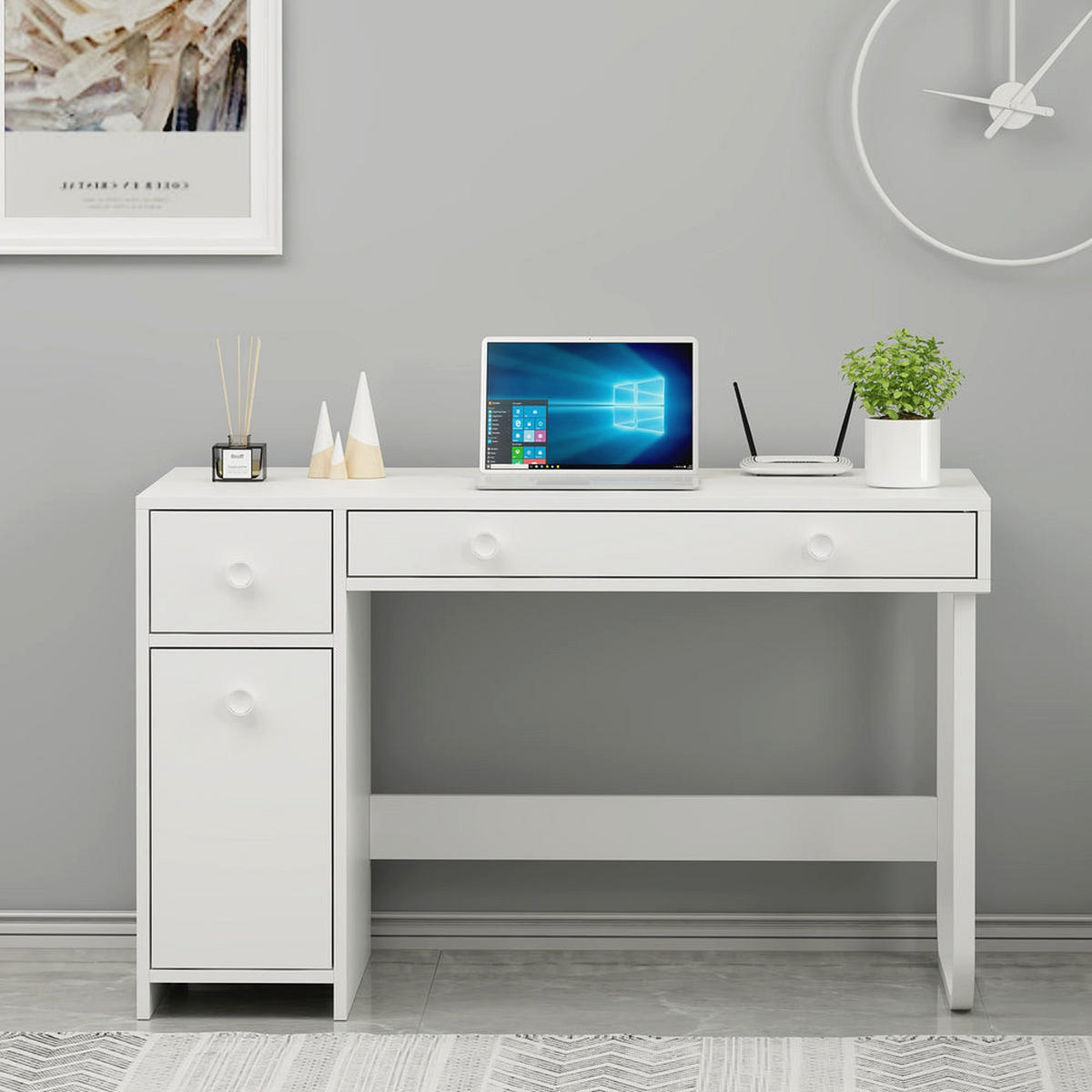 SCHREIBTISCH Asil mit Metallfüße Weiß 9741 - Weiß, Holzwerkstoff/Metall (60/120/73.8cm) - moebel17