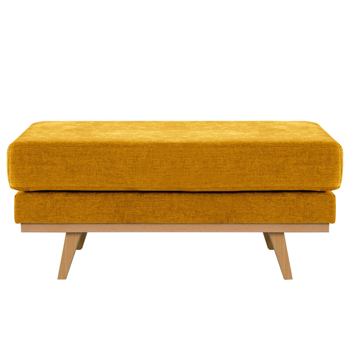 POLSTERHOCKER - Gelb/Buchefarben, Buchenholz/Textil (85/43/60cm) - home24