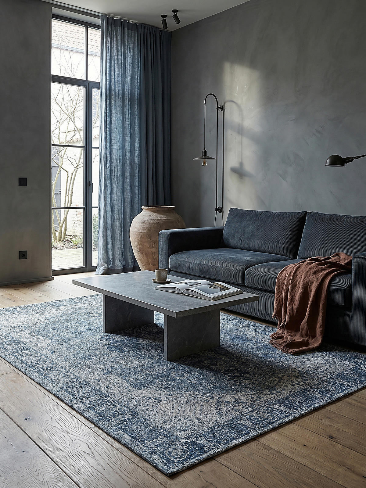 TEPPICH COQUET, im Vintage-Stil, Blau, 200 x 290 cm - Blau, Textil (200/290cm) - KADIMA DESIGN