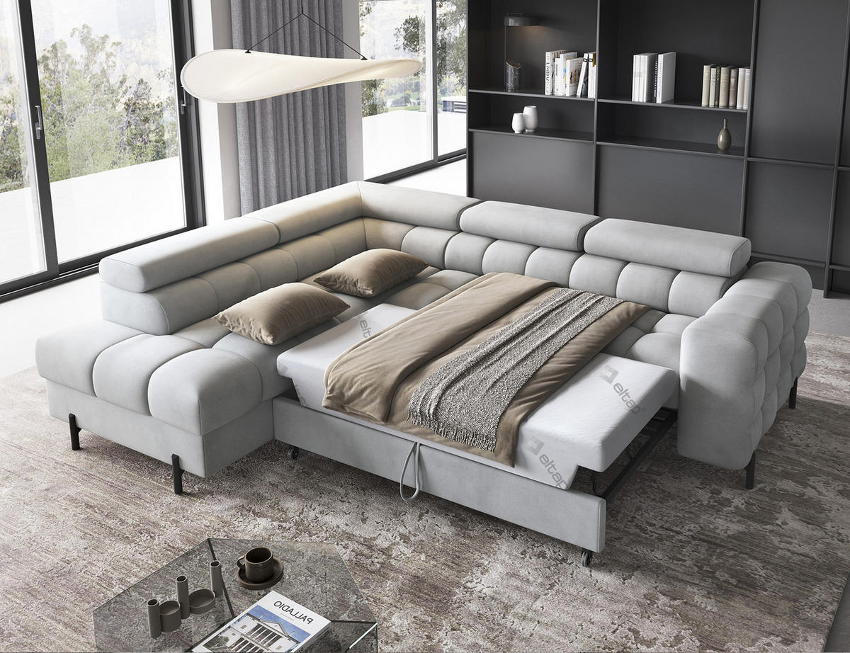 ECKSOFA Ferrucio L - Grau (Paros 05) - Grau, Holzwerkstoff (276/200cm) - Möblo