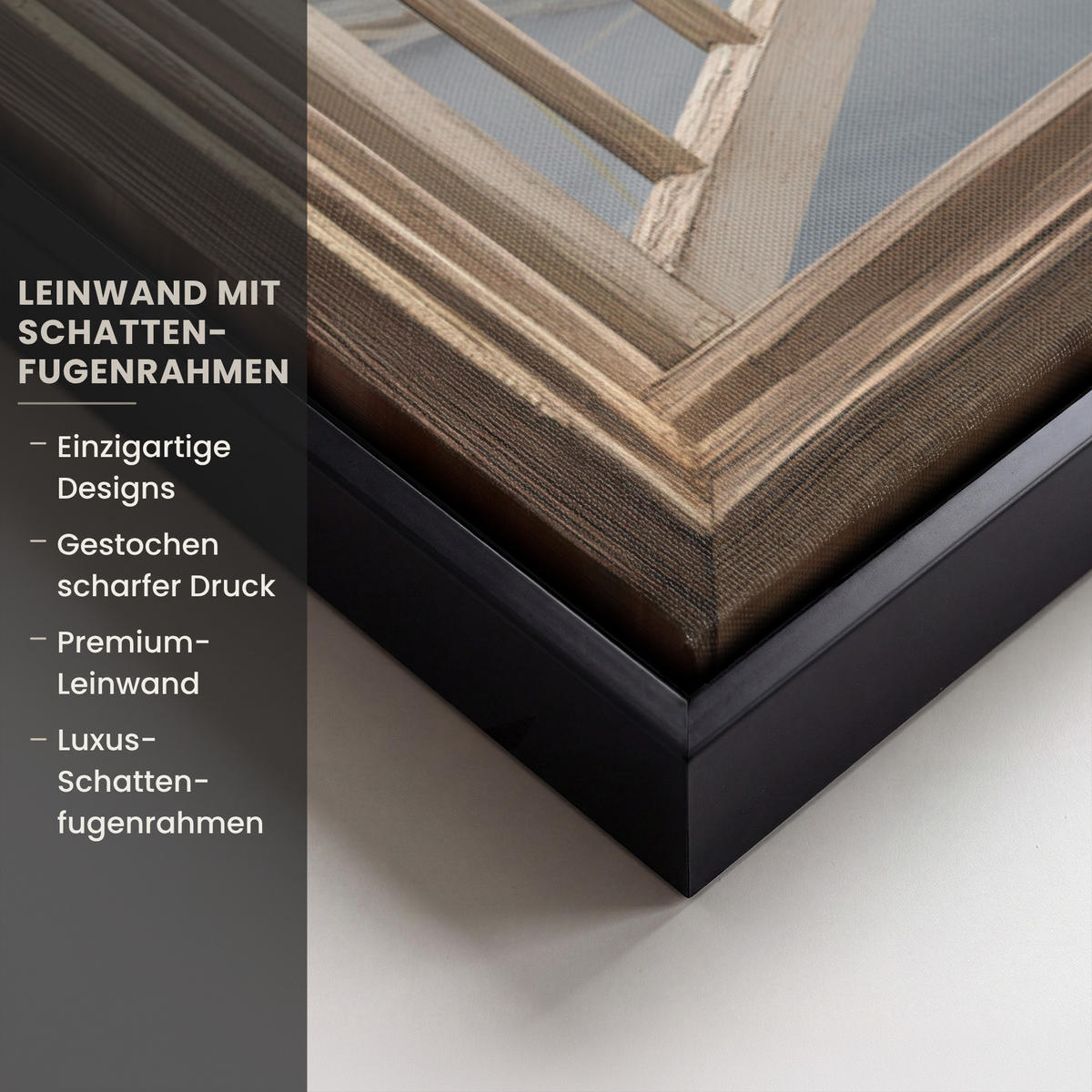 LEINWAND Bilder mit Rahmen - Ausblick - Strand - Dünen - Meer - Natur - 100x70 - Sandfarben, Textil (100/70cm) - MuchoWow