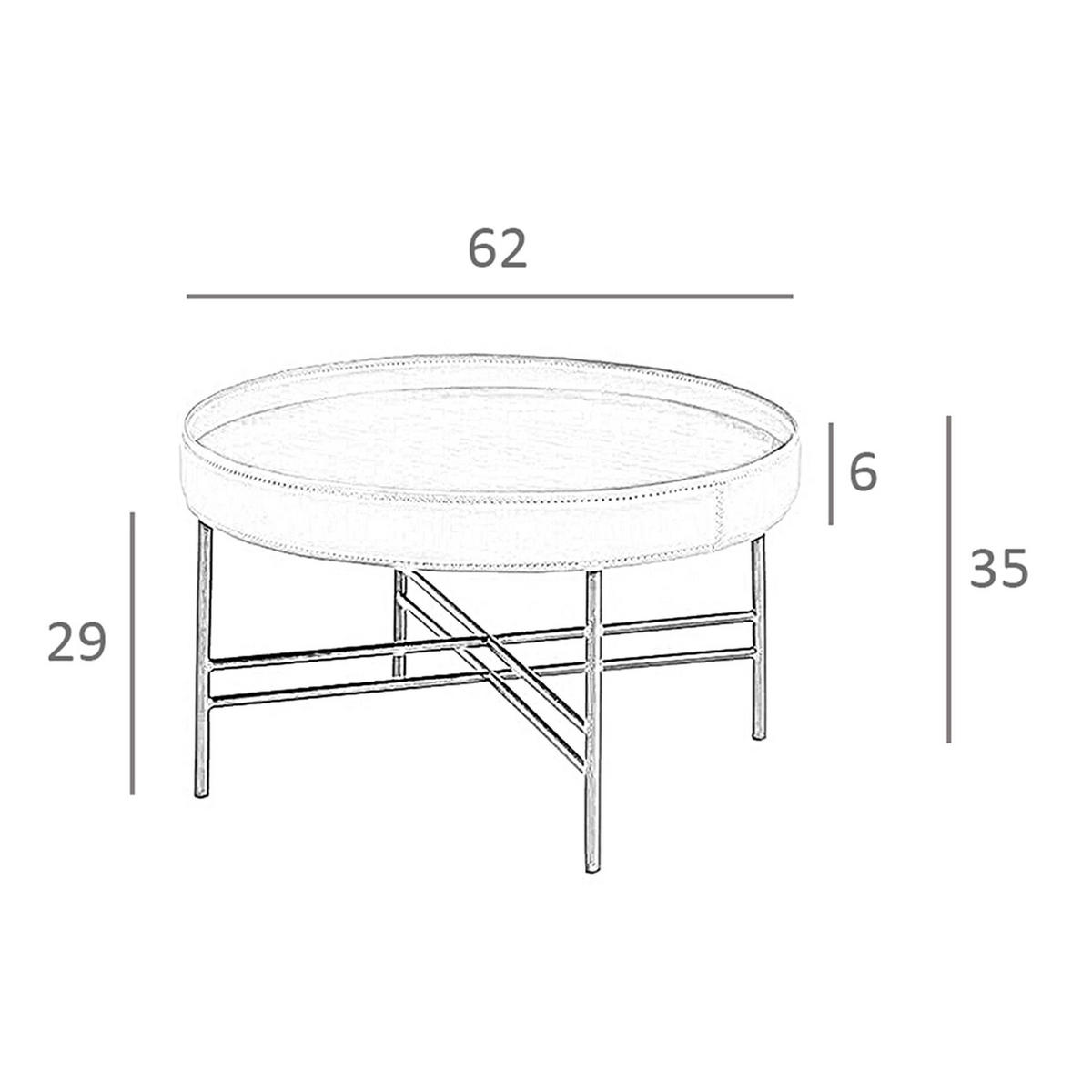 COUCHTISCH Runder Couchtisch aus Kunstleder, Nussbaum und schwarzem Stahl Ø62/35 cm - Nussbaumfarben/Schwarz, Metall (62/62/35cm) - ANGEL CERDA