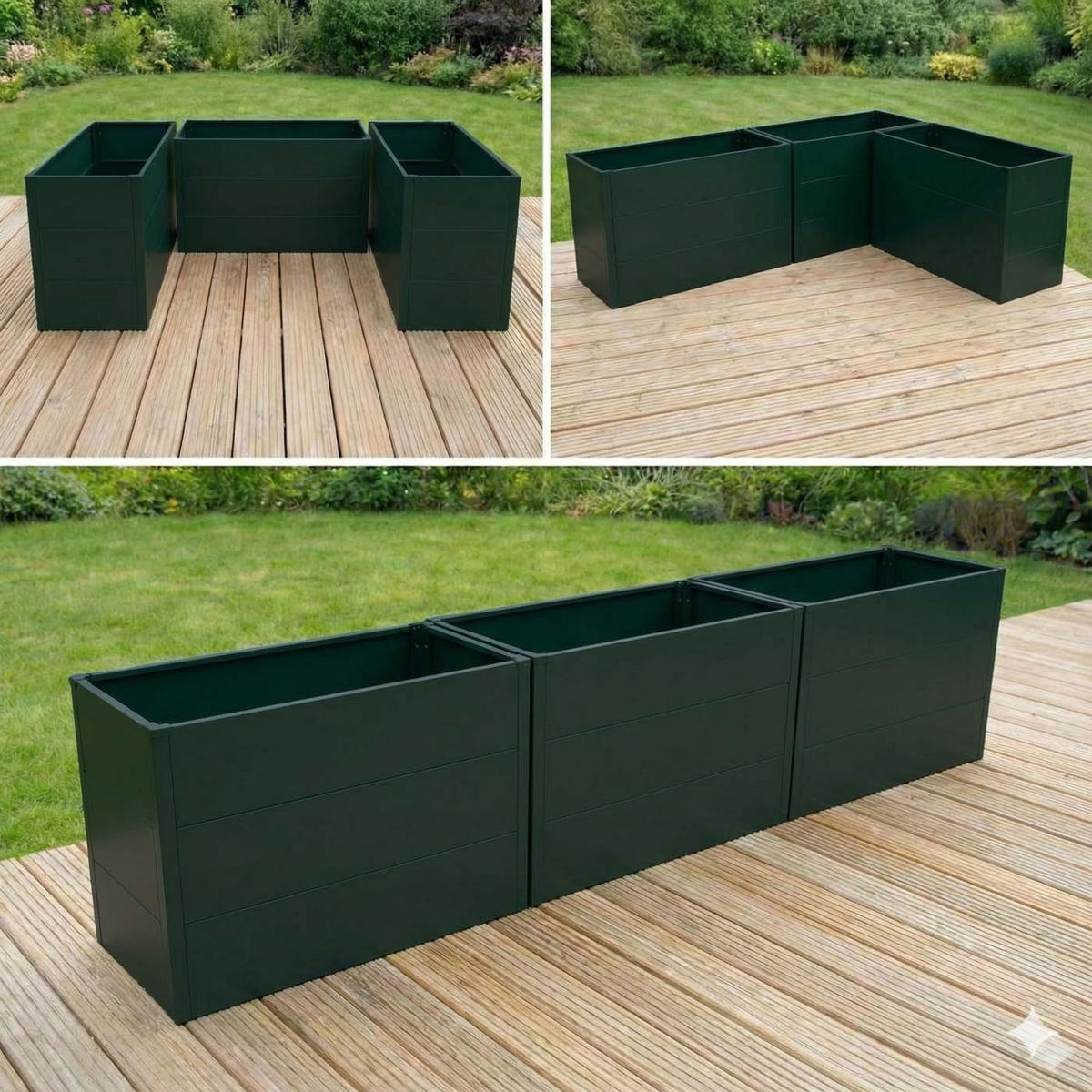 HOCHBEET 3er-Set 77x150x100cm Grün - Grün, Metall (150/77/100cm) - PROREGAL