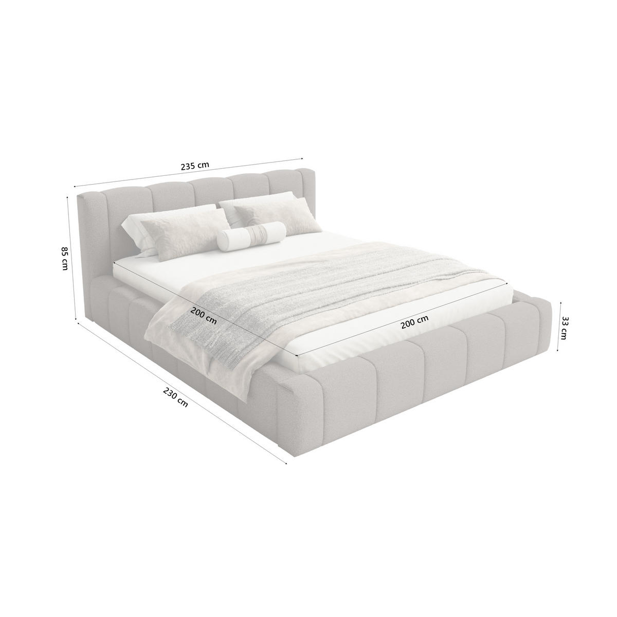 POLSTERBETT Nedi 200x200 cm, Braun - Braun, Textil (200/200cm) - Fedve