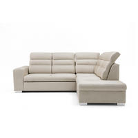 ECKSOFA CLOUD L Rechts mit Schlaffunktion 120x190 Velours Creme - Chromfarben/Creme, Holz/Kunststoff (260/202cm) - Muffo