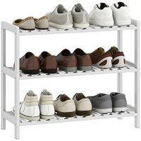 SCHUHREGAL Weiß Kiefernholz MDF offen 3 Ebenen 1 Stück - Weiß, Holz (70/57.5/26cm) - PANGIVO
