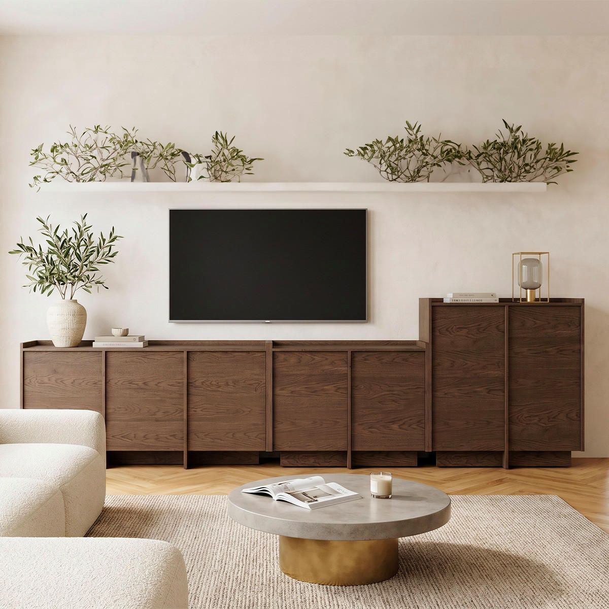 SIDEBOARD Japandi Tmavé dřevo - hnědá, kompozitní dřevo (151.8/89.6/38cm) - Petits-meubles