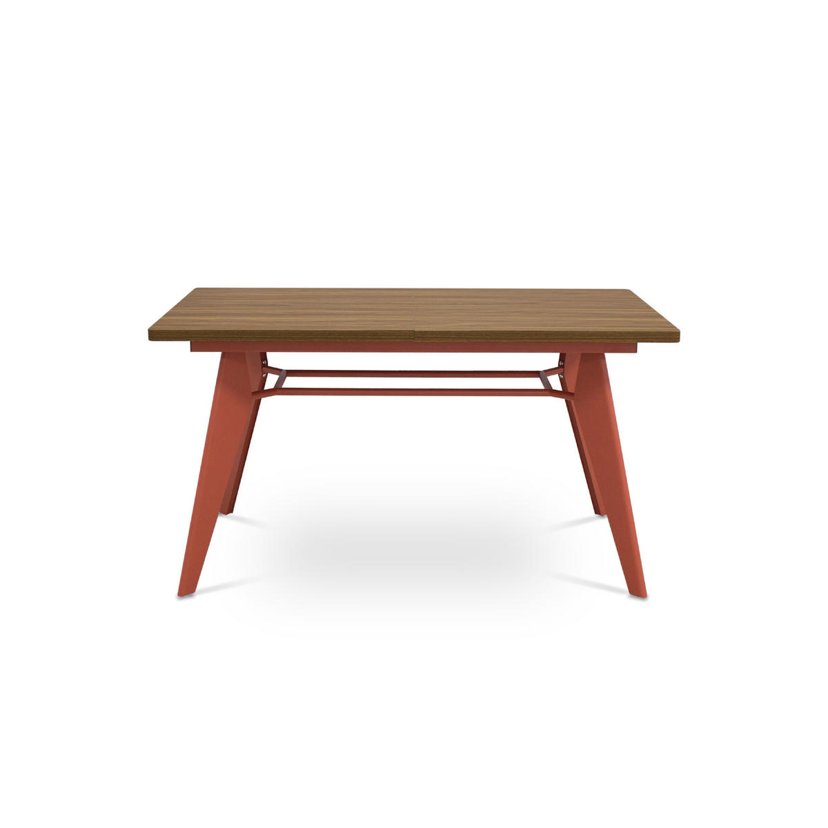 ESSTISCH ausziehbar 140/180cm Metallbeine Terracotta und Tischplatte Nussbaum-Optik Meloe - Terracotta/Nussbaumfarben, Holzwerkstoff/Metall (90/140/76cm) - Sicaan