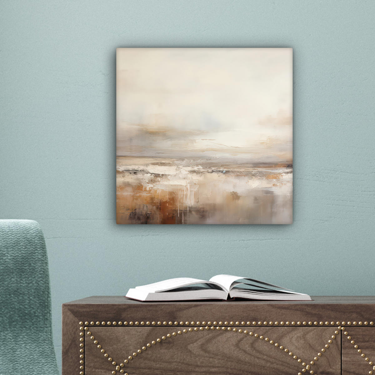 LEINWANDBILD - Kunst - Industriell - Grau - Braun - Abstrakt - 20x20 - Wandbilder - Sandfarben, Textil (20/20cm) - MuchoWow