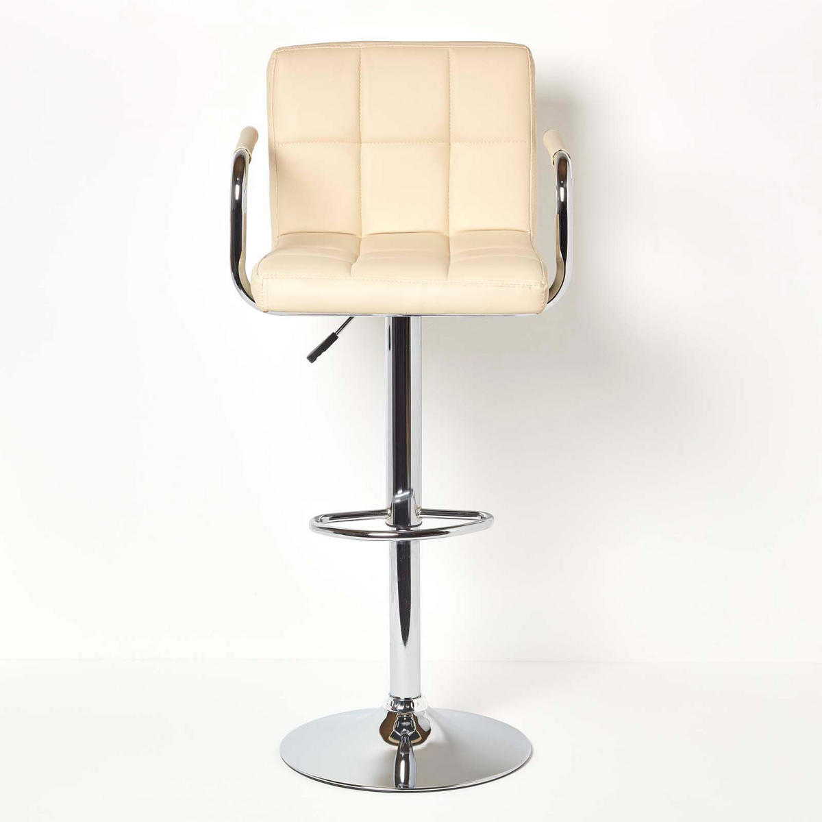 BARSTUHL Bramley mit Lehne, Kunstleder, drehbar & höhenverstellbar - Creme, Textil (44/113/44cm) - Homescapes