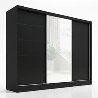 SCHWEBETÜRENSCHRANK 200 cm AURELIA 2 Farbe: Schwarz - Schwarz, Holzwerkstoff (200/215/60cm) - A&J MöbelLand