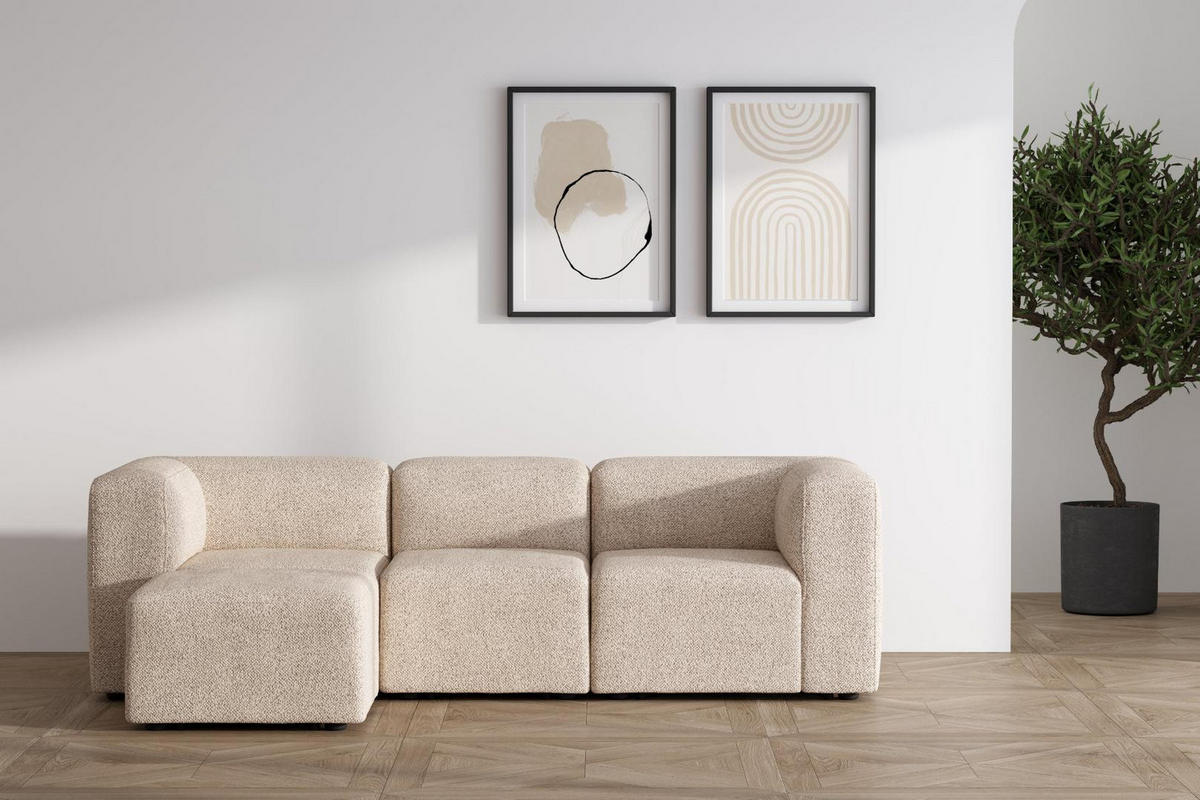 CHAISELONGSOFA Cubic Stoff Beige - Beige, Textil (257/64/164cm) - ebuy24