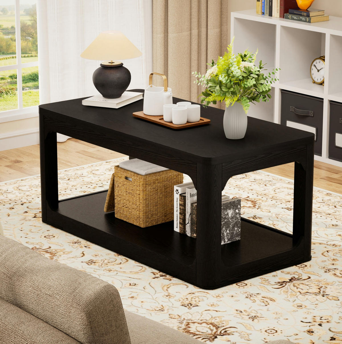 COUCHTISCH mit 2 Ablagefächern 100 x 50 x 44,5 cm Schwarz - Schwarz, Holzwerkstoff (100/50/44.5cm) - Meubliv