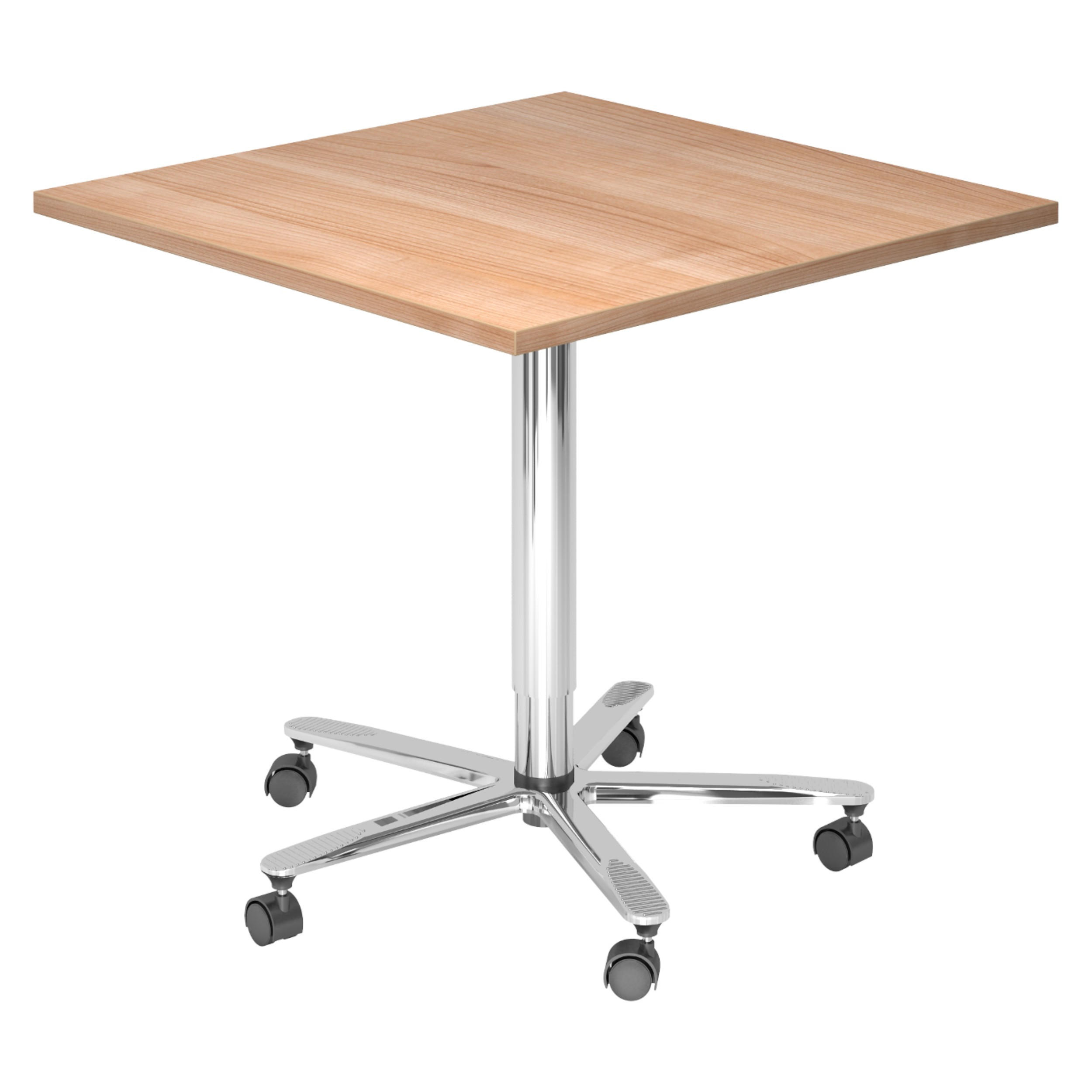 SÄULENHUBTISCH eckig ST 80/80/74 cm in Nussbaumfarben/chrom - Chromfarben/Nussbaumfarben, Holzwerkstoff (80/80/74cm) - bümö