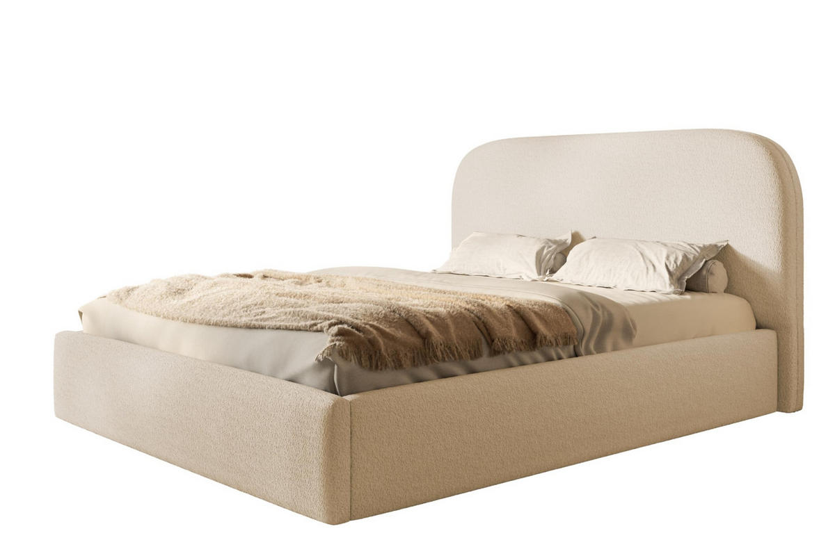 BETT 180x200 - Polsterbett mit Bettkasten und Holzrahmen - Modern Betten - Kuscheliger Catch-Me-Stoff - Kollektion Verona - Beige - Beige, Holz/Textil (180/200cm) - Alpi-Möbel