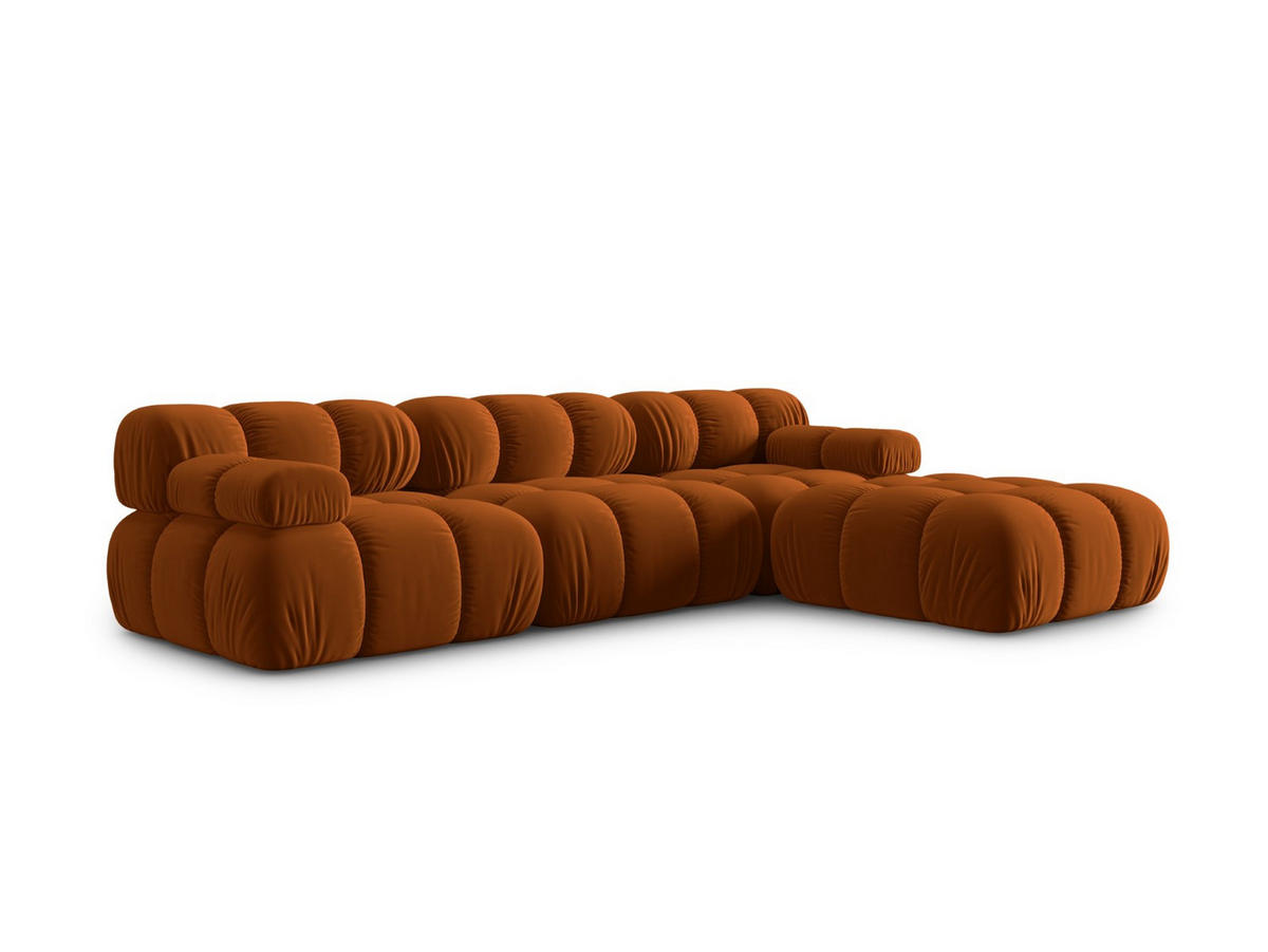MODULARES-SOFA Bellis aus Samt terrakotta 4 Sitzplätze - Terra cotta, Textil (188/63/282cm) - Micadoni