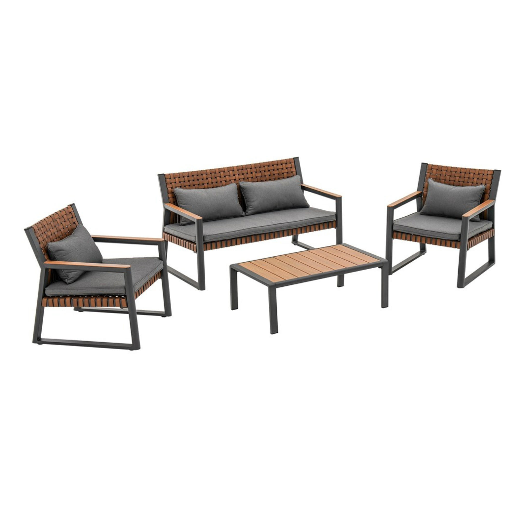 SET DE MOBILIER DE GRĂDINĂ TEXAS pentru 6 persoane - gri, compozit lemnos - RAUMHIRSCH FURNITURE