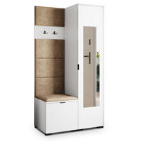 GARDEROBENSCHRANK VIRA 95/181/51 cm Modern Garderobe-Set Weiß - Beige/Weiß, Holzwerkstoff (95/181/51cm) - MASSENO