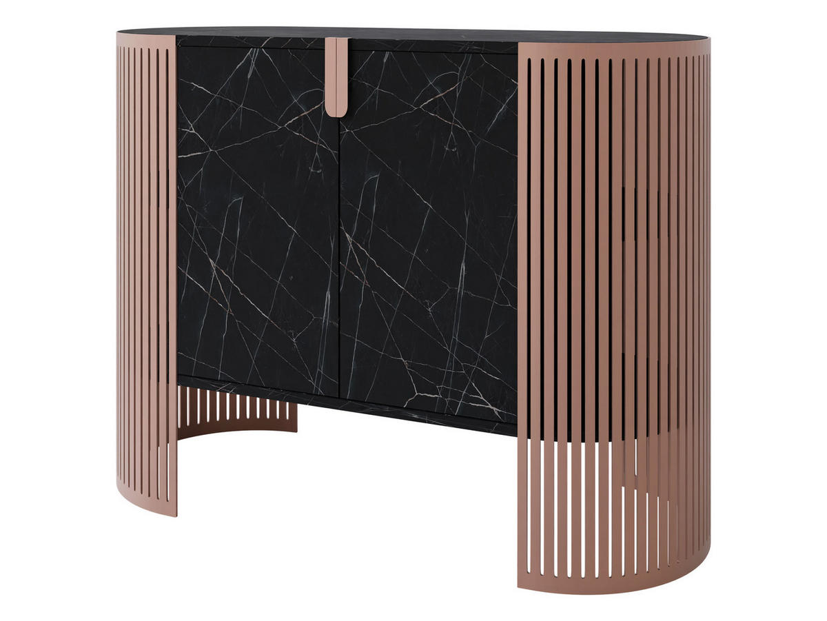 KOMMODE Fikoli Ember - Messingfarben/Schwarz, Holzwerkstoff/Metall (120/90/40cm) - MIRJAN24