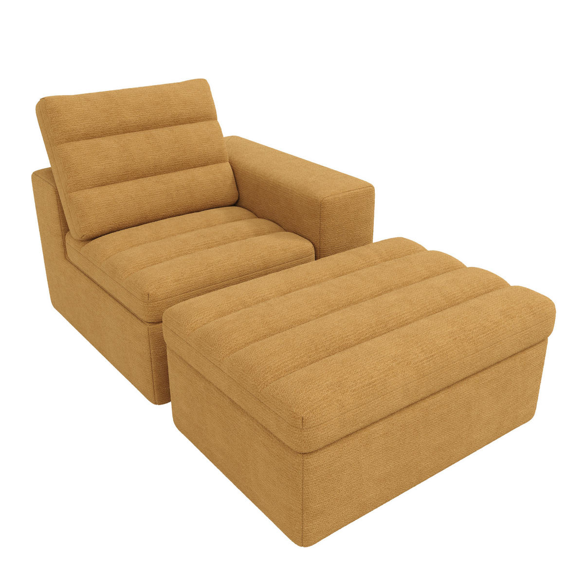 SOFA Modulares Ecksofa mit Hocker 253 x 161 x 89 cm Orange - Orange, Kunststoff (161/253cm) - Meubliv