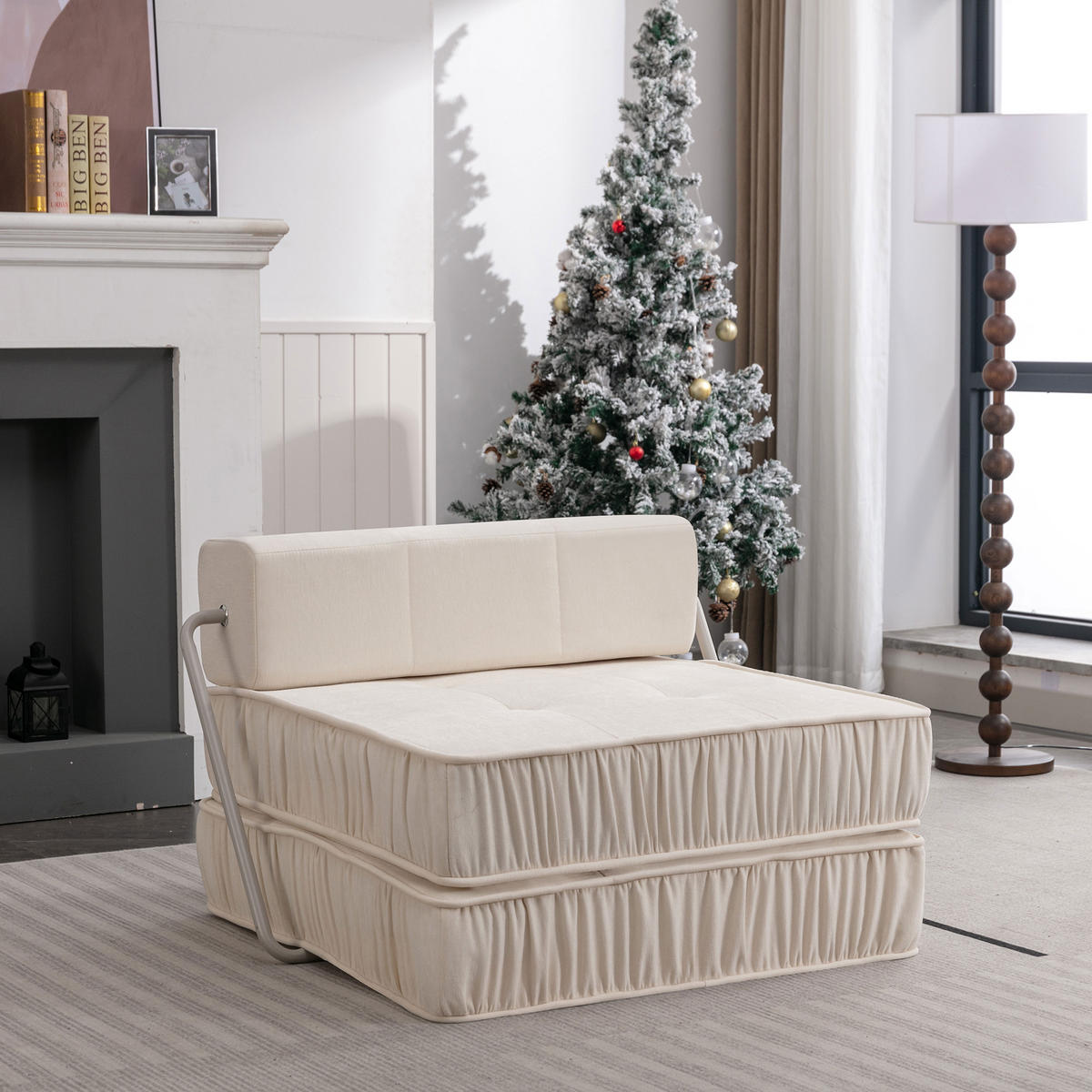 SCHLAFSESSEL DE-34989 2-in-1 mit Bettfunktion Weiß - Weiß, Metall (92/64/92cm) - ComfortXL