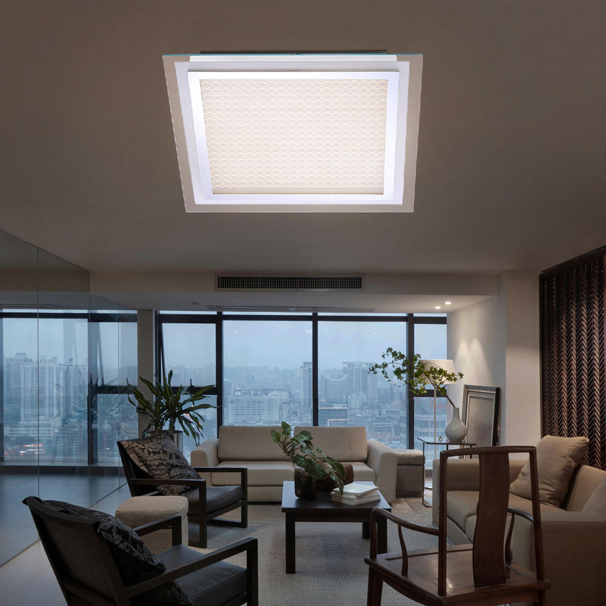 LED DECKENLEUCHTE Aluminium Chrom Silber - Silberfarben, Glas (44.5/44.5/8cm)