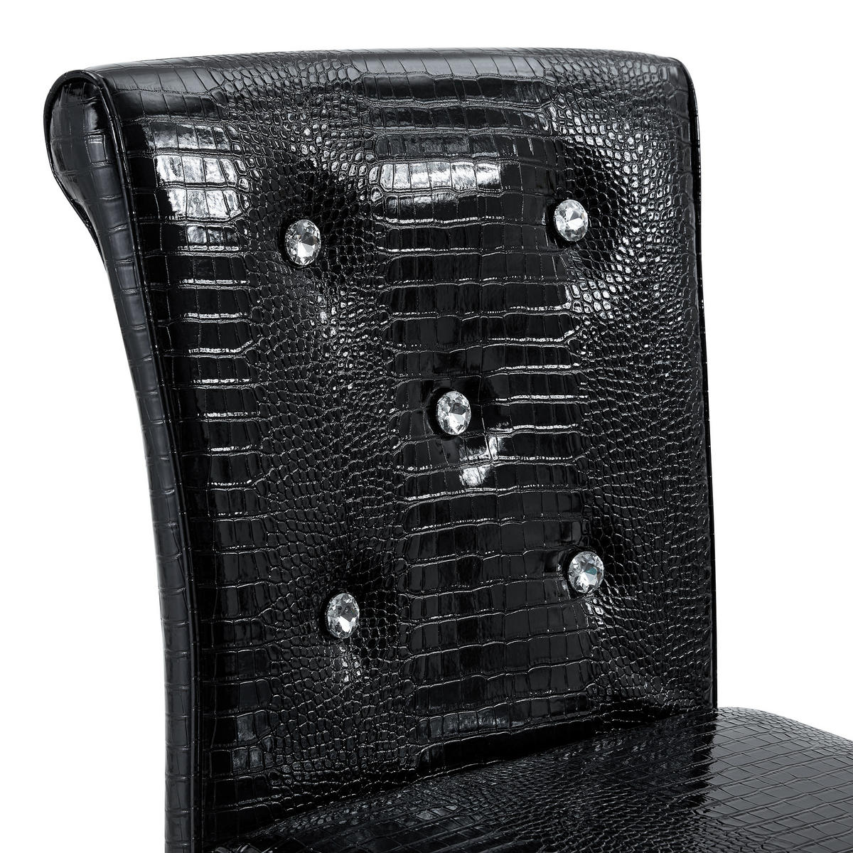 BARHOCKER 4er-Set Schwarz mit Kunstleder und Kristallknöpfen - Schwarz, Kunststoff (55/125/42cm) - PANGIVO