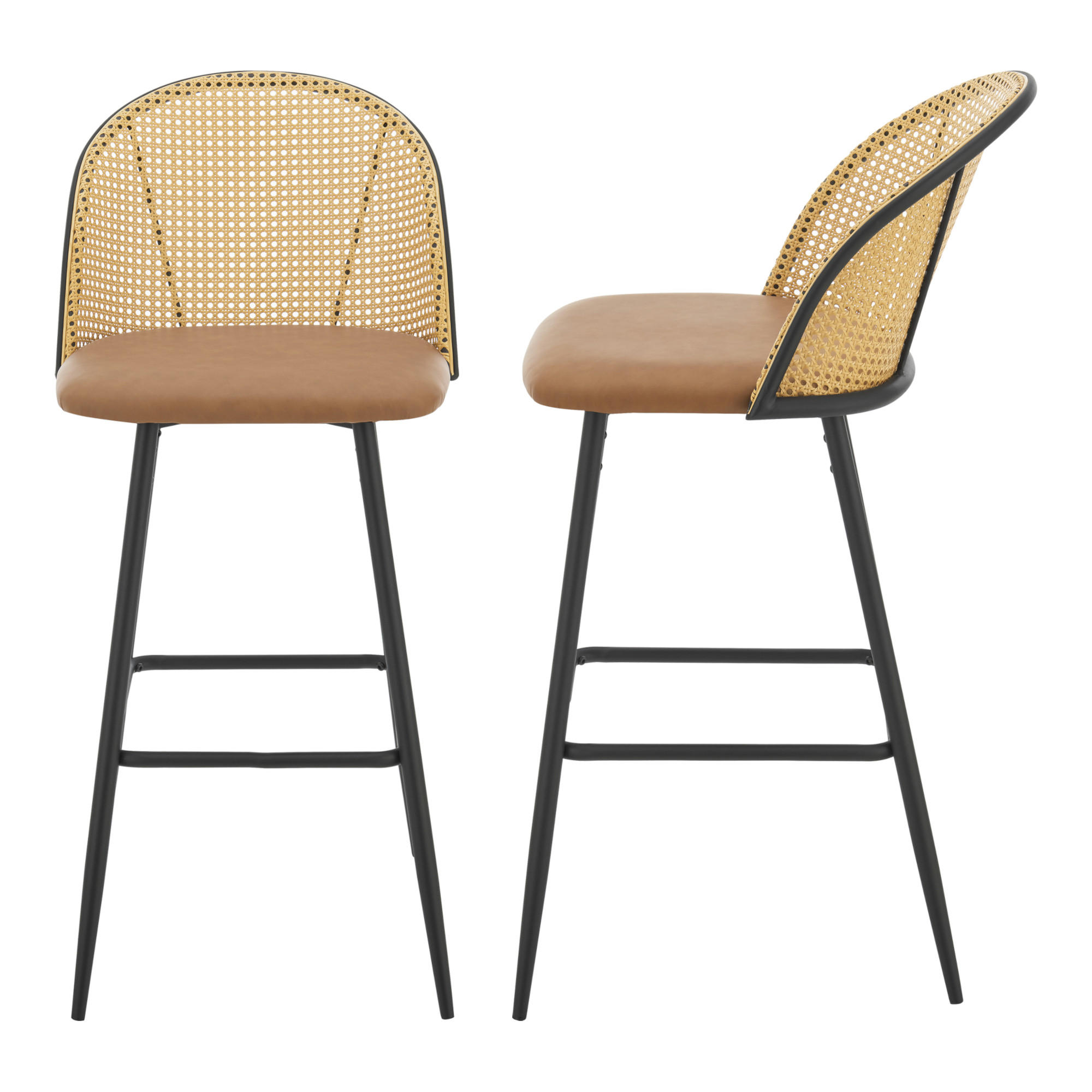 BARHOCKER Gausdal 2er Set - Braun, Metall (44/102/63cm) - [en.casa]