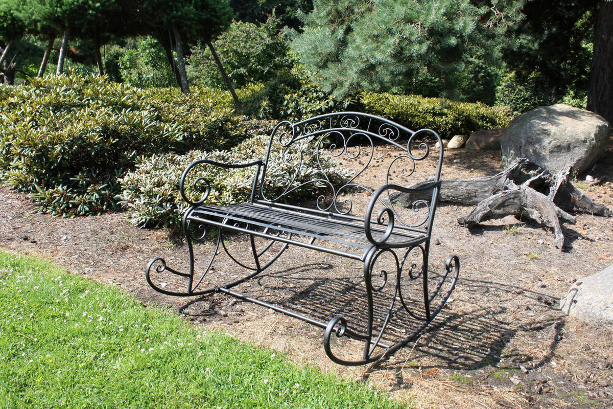 SCHAUKELBANK Lagos Mattschwarz Stahl Gartenbank Metallbank - Schwarz, Metall (110/94/101cm) - DELUKE